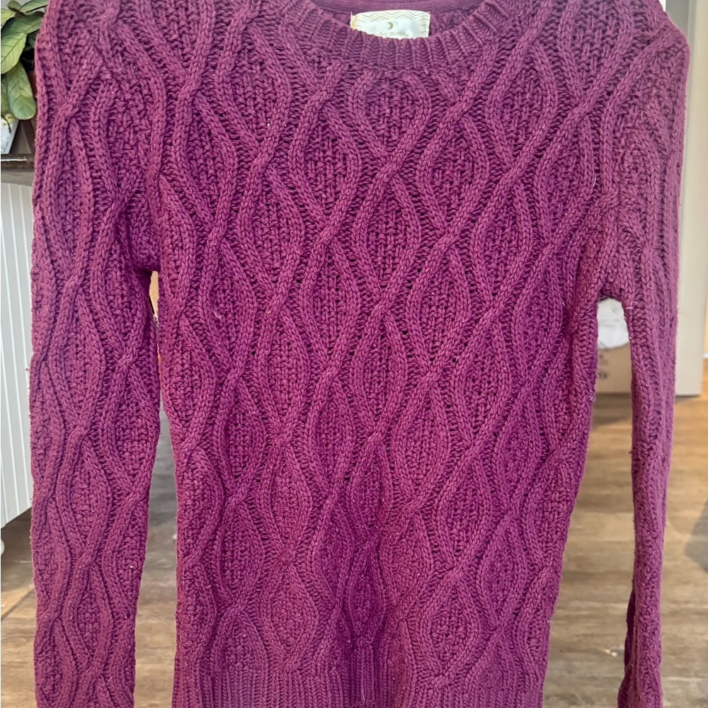 Ruby Moon Cable Knit Sweater - Rich Purple